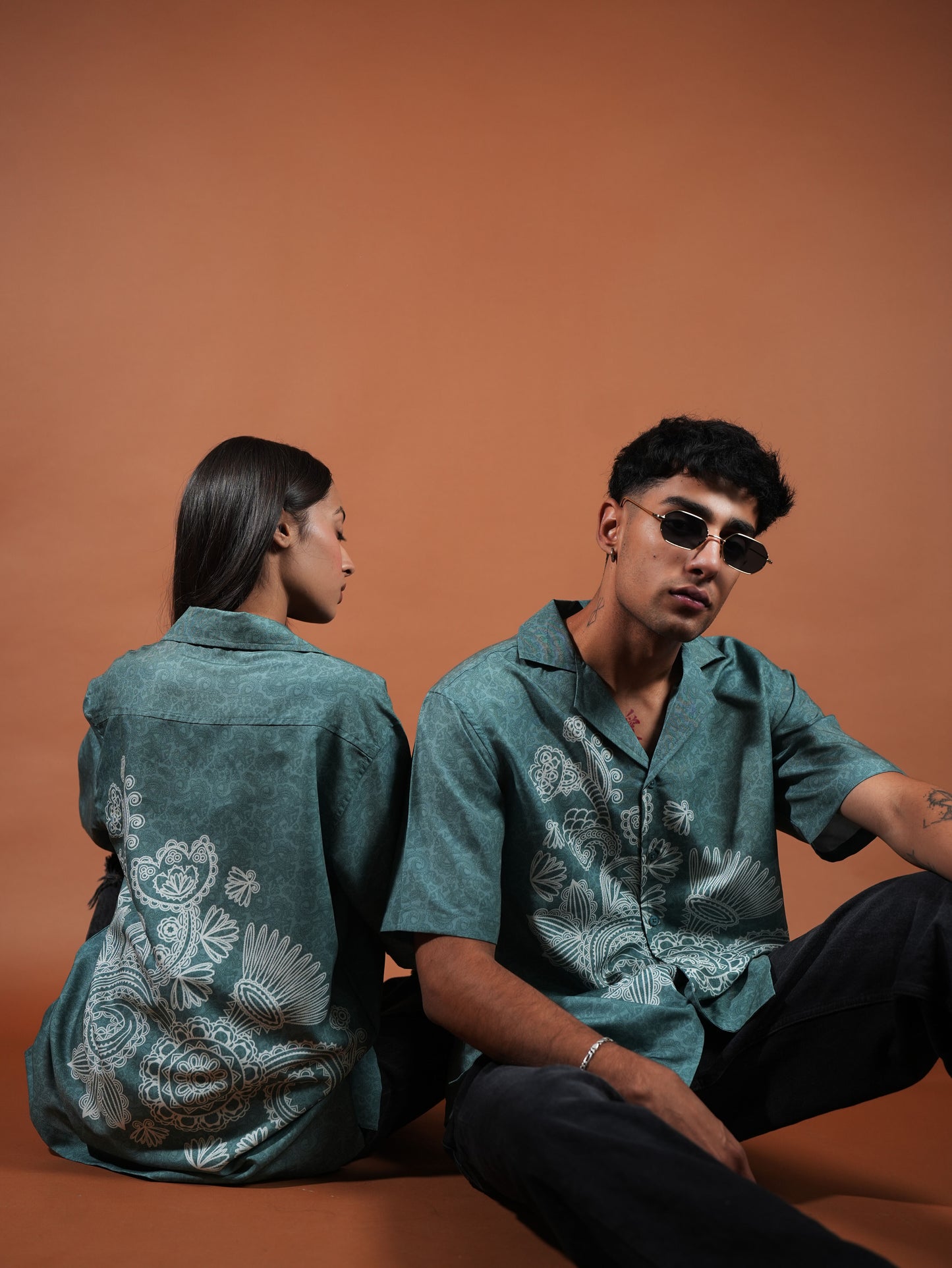 SEA GREEN MOSAIC RELAXED FIT SHIRT