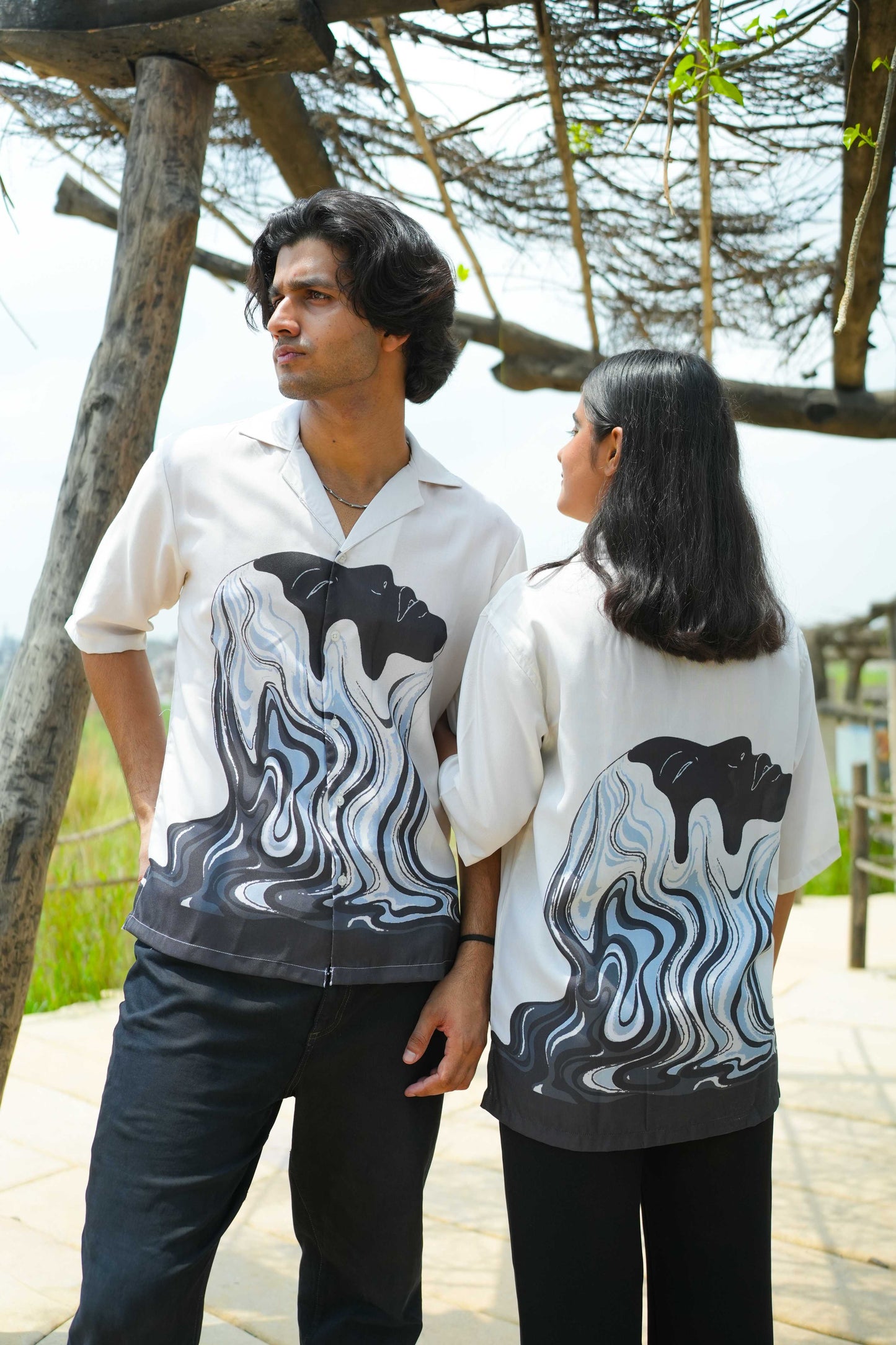 WAVES OF HER OVERSIZED SATIN SHIRT