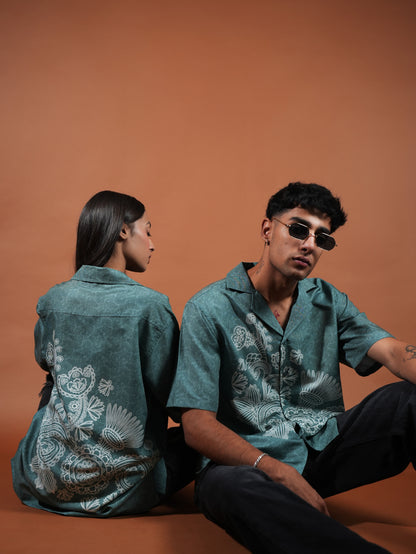 SEA GREEN MOSAIC RELAXED FIT SHIRT
