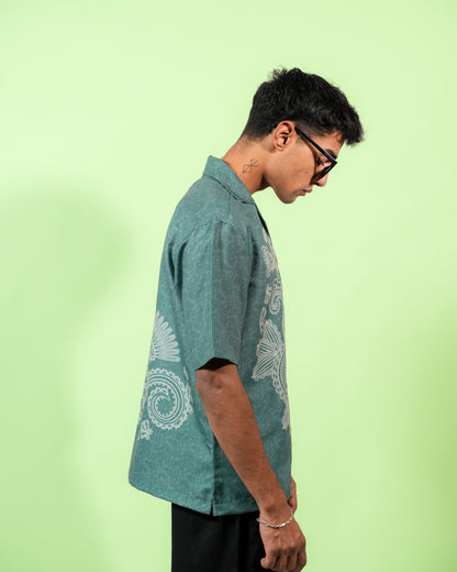 SEA GREEN MOSAIC RELAXED FIT SHIRT