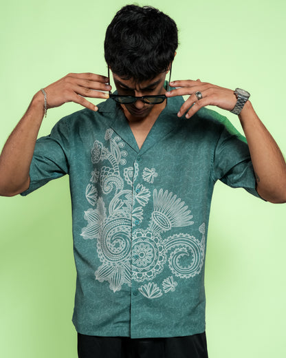 SEA GREEN MOSAIC RELAXED FIT SHIRT